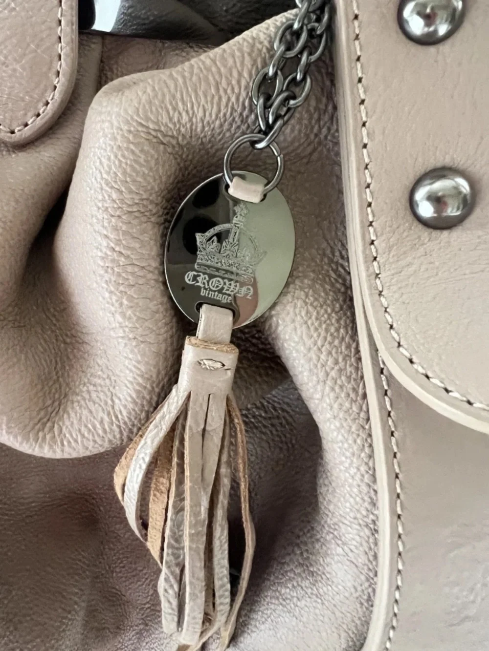 Crown Vintage Tan Leather Structureded Womens Handbag